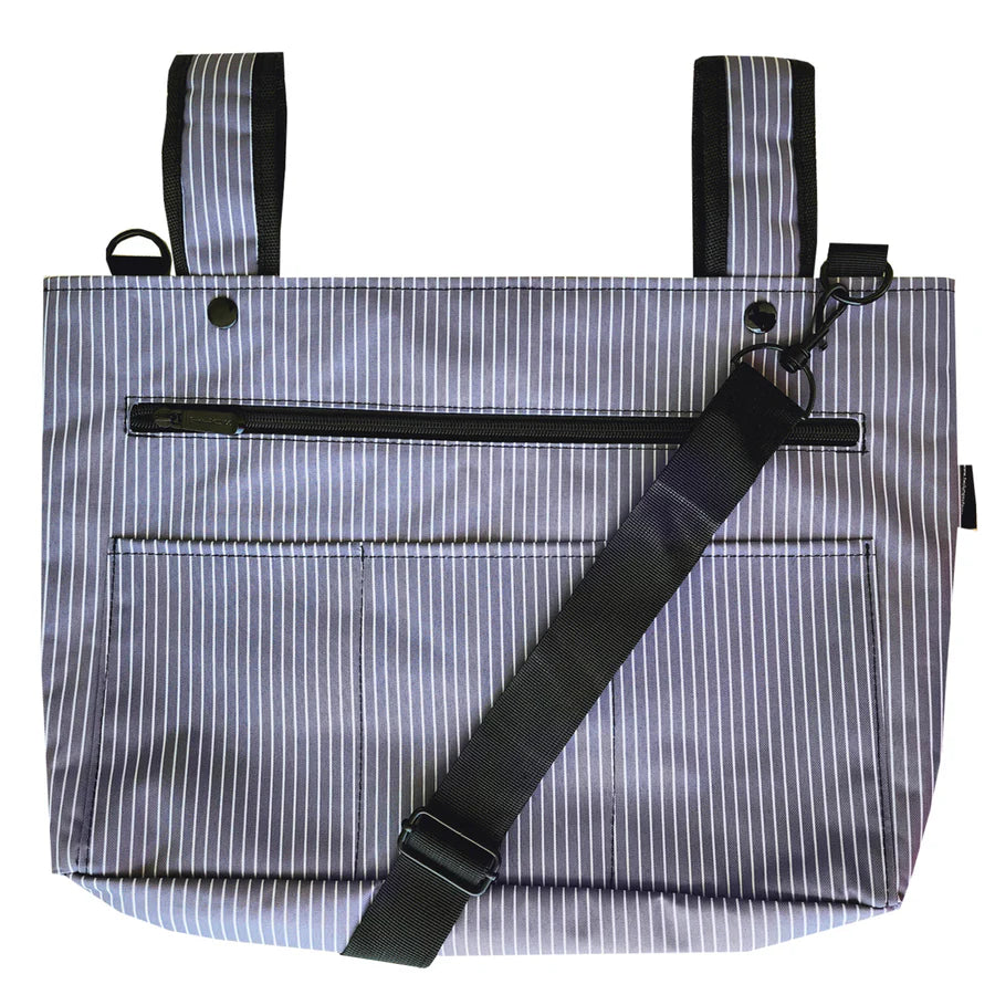 A "Snapster" makes it easy for folks using walkers to carry their favorite things with them! Pinstrip design
