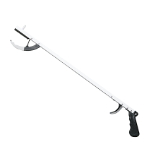  Deluxe Aluminum Reacher:
 -Has lightweight aluminum shaft for easy handling 
- Magnetic tip for picking up metal items
-It has plastic handle with easy grip