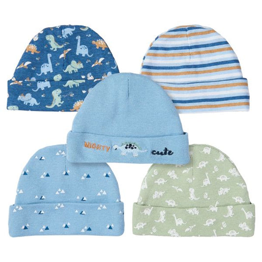 Baby Caps 5-Pack Cotton- Animal Designs