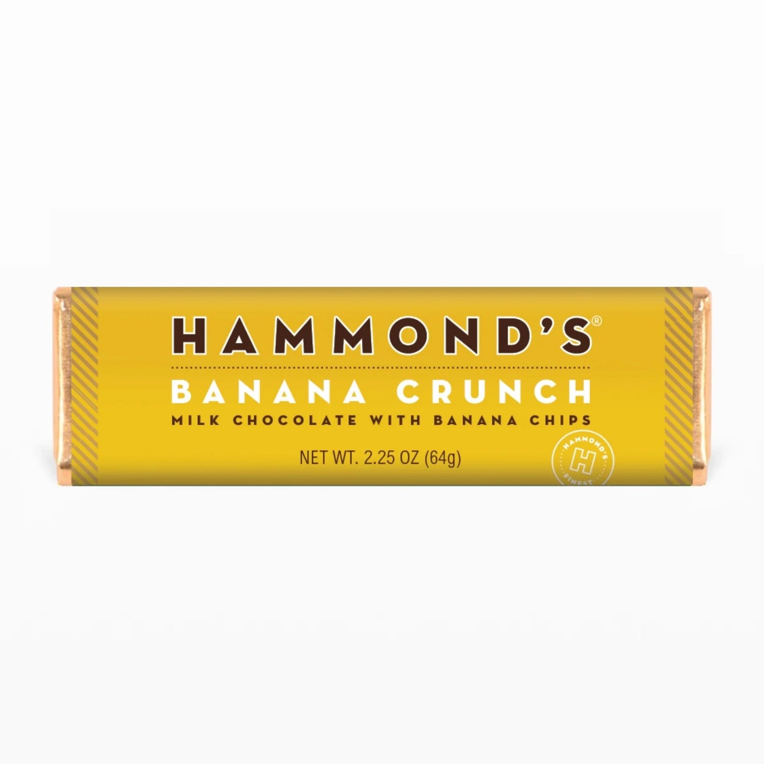 Indulge your taste buds with our irresistible Banana Crunch Milk Chocolate Bar, brimming with crunchy banana chips. A delectable treat for all banana enthusiasts, this summer's must-have snack will add a delightful twist to your day. Savor the scrumptious flavor and make it the highlight of your day!  2.25 oz. Chocolate Bars