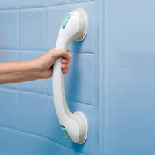 Bath Safety Grip/ Shower Grab Bar:
-Sure suction with flip up easy release tabs
-Installation and removal is strong and convenient
-Mount vertically or horizontally or any angle with no tools required
-A suction assist bar with the quality you would expect