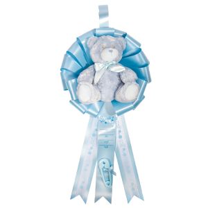 Let everyone know the new baby has arrived with this wonderful announcement ribbon with a blue bear.