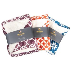 Bundle up with this plush oversized throw blanket! Each blanket features a thick, luxurious fabric that feels soft and soothing against the skin.  Available in an assortment of prints. 50 x 60.