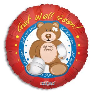 Get Well Soon 18 inch balloon with bear. 