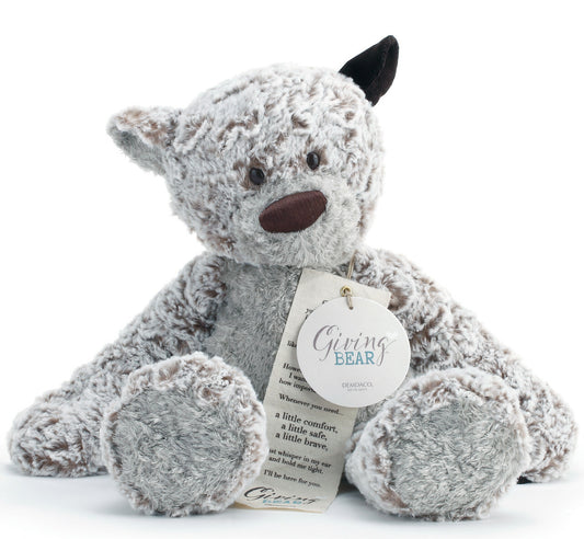 The Giving Bear is designed to be gifted to anyone in need of a little comfort.  Weighted paws and extra-long arms, plus keepsake bookmark with a message of encouragement, make this plush teddy bear extra inviting.  Available in small, medium or large.