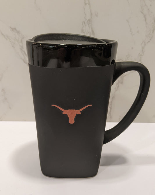 Black 16 oz Soft Touch Ceramic Mug with Longhorn Logo