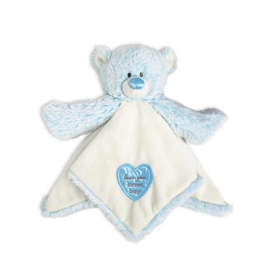 Soft Teddy Rattle Blankie-Blue
